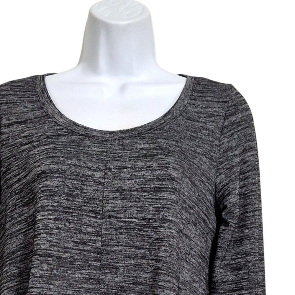 Jones New York Top Small Black Gray Marled Tunic Scoop Neck Long Sleeve Casual